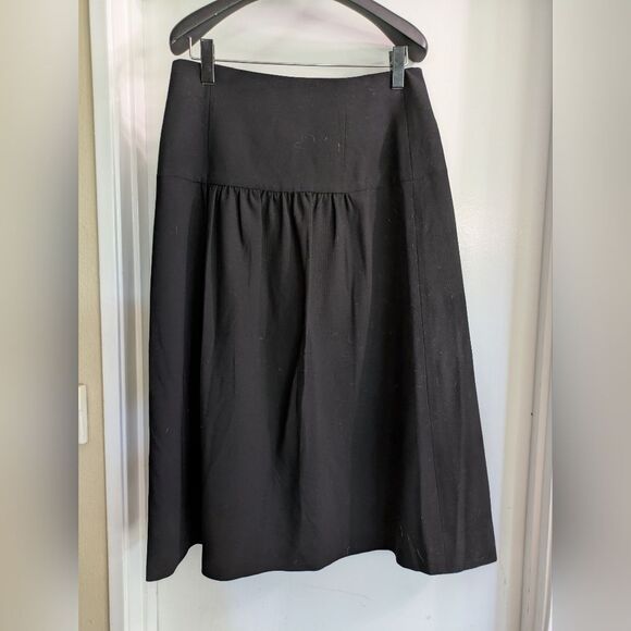 Giorgio Armani Vintage Wool Classic Black A-Line Wrap Maxi Skirt Size 48 - Picture 5 of 8